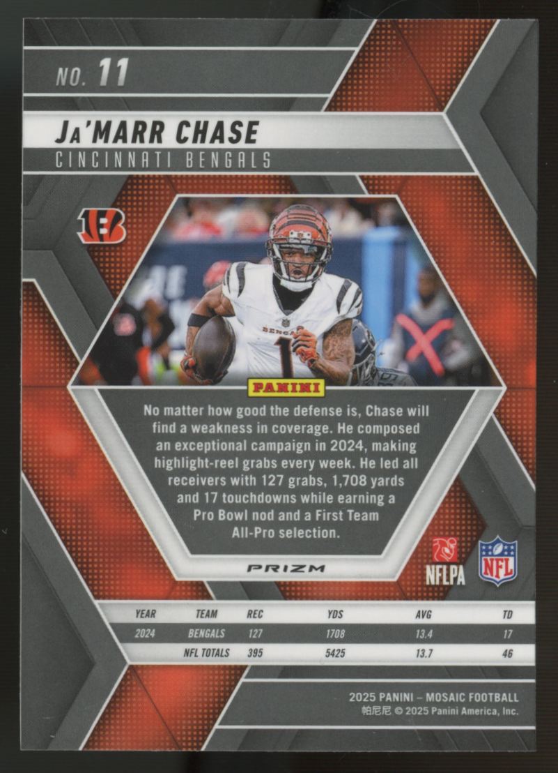 2025 Panini Mosaic Ja'Marr Chase Honeycomb Prizm SSP #11