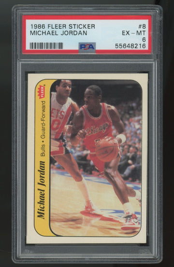 1986-87 Fleer Sticker Michael Jordan RC #8 PSA 6