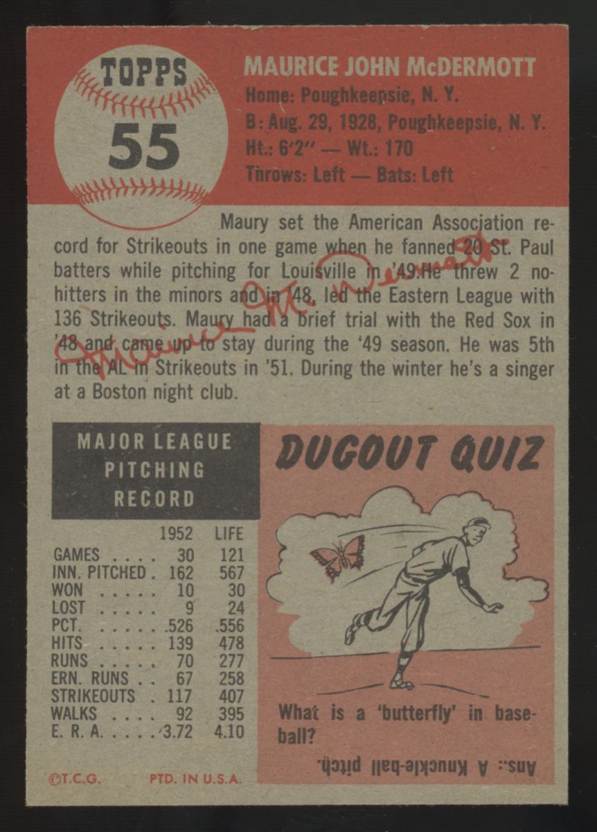 1953 Topps Maurice McDermott #55 EX/MT