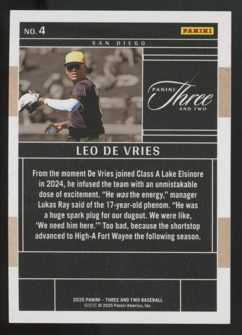 2025 Panini Three & Two Leo De Vries Holo Gold /10 #4