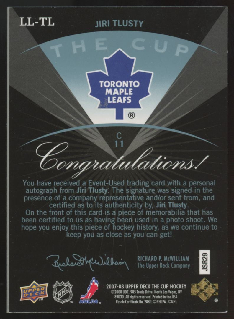 2007-08 Upper Deck The Cup Jiri Tlusty Limited Logo Patch Auto /50 #LL-TL