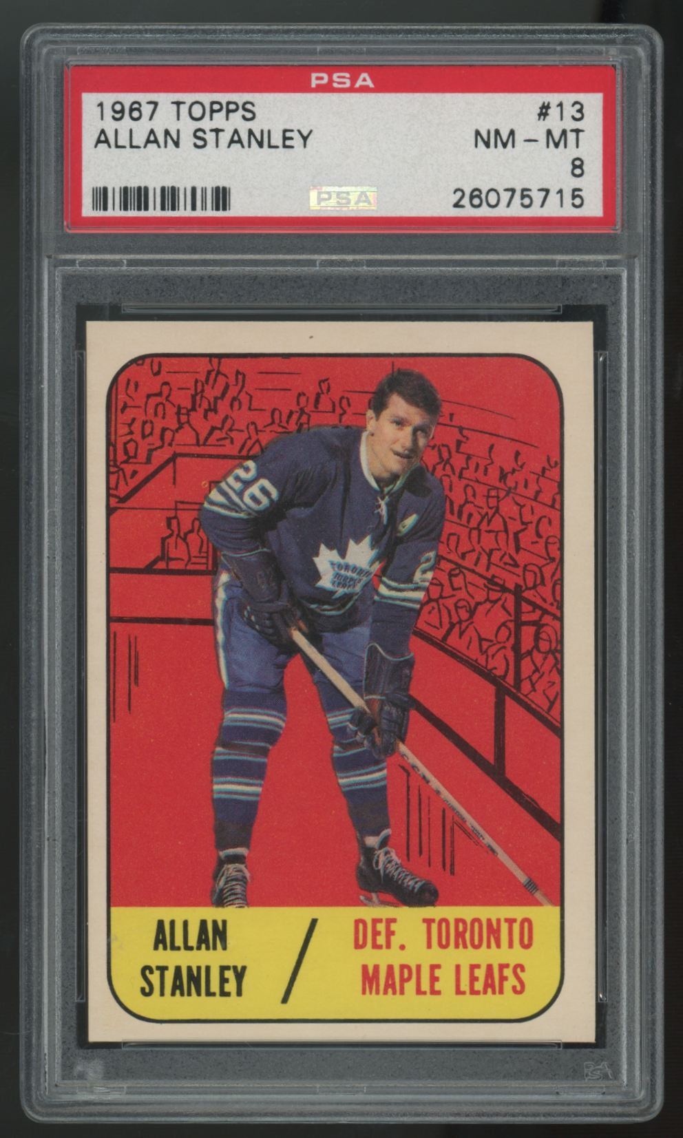 1967-68 Topps Allan Stanley #13 PSA 8