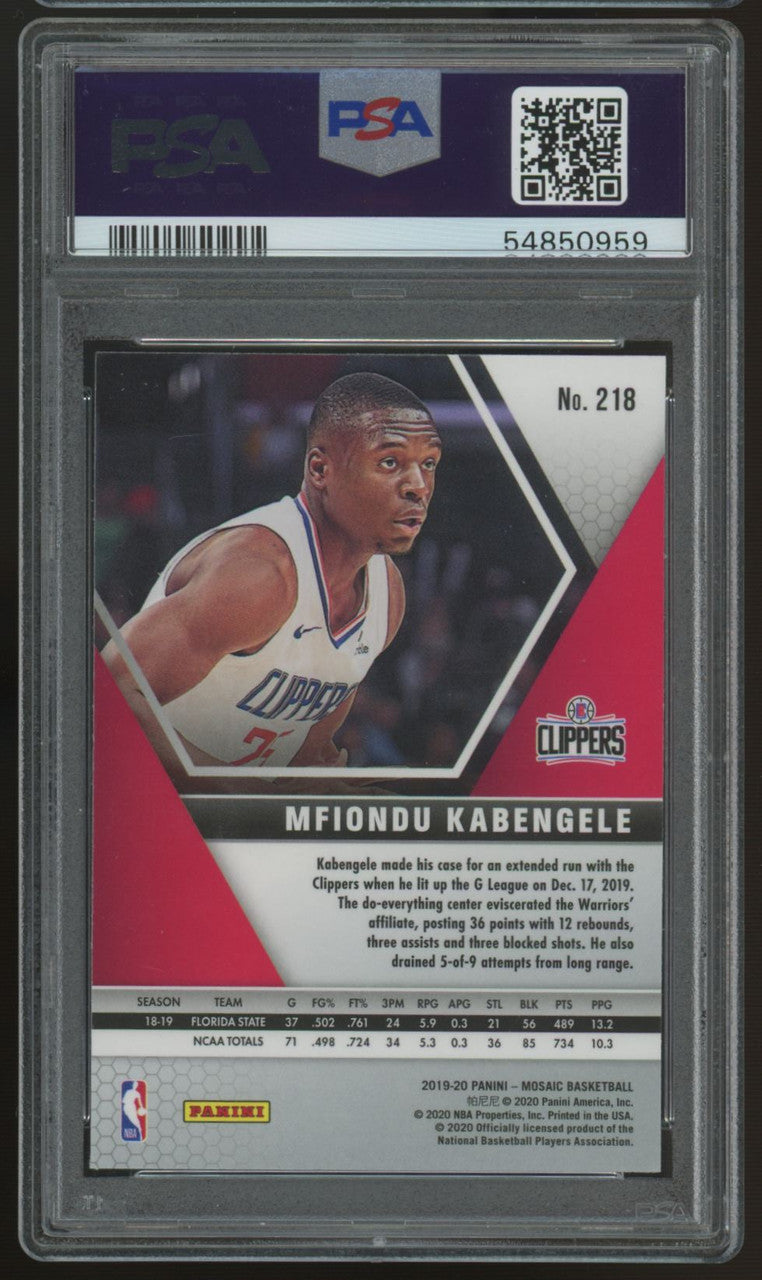 2019/20 Mosaic Mfiondu Kabengele RC #218 PSA 10