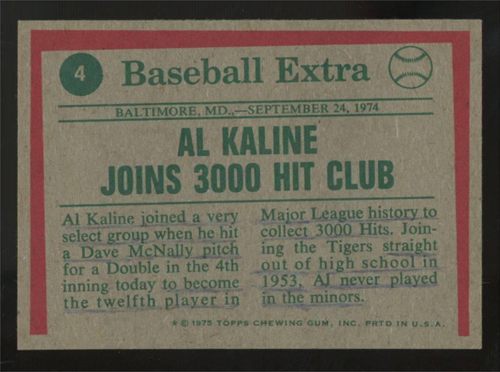 1975 Topps Al Kaline '74 Highlights #4 NM
