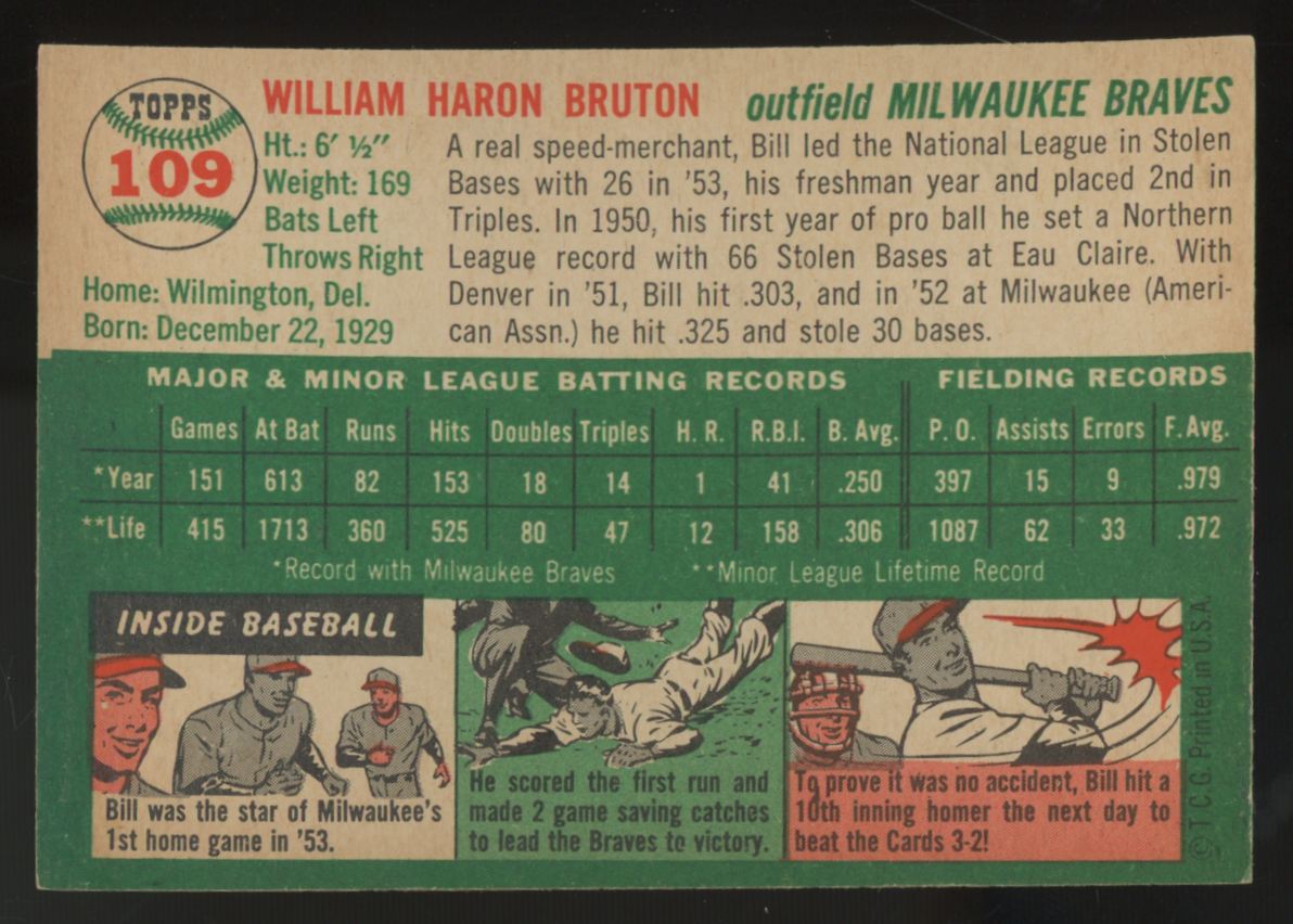 1954 Topps Bill Bruton #109 NM