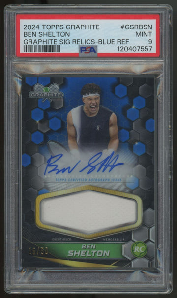 2024 Topps Graphite Tennis Ben Shelton RC Patch Auto RPA /50 #GSR-BSN PSA 9