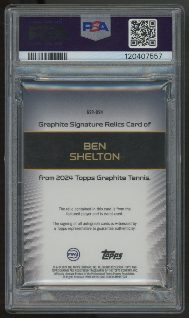 2024 Topps Graphite Tennis Ben Shelton RC Patch Auto RPA /50 #GSR-BSN PSA 9