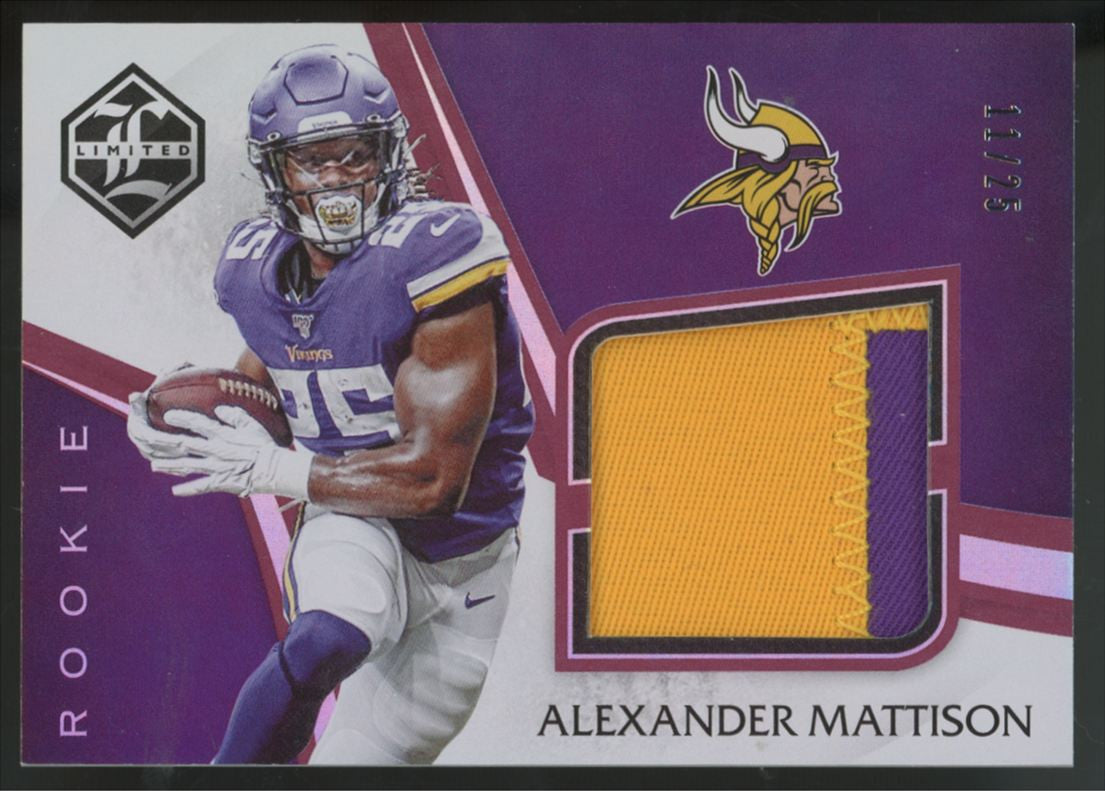 2019 Panini Limited Alexander Mattison RC Ruby Spotlight Jumbo Patch /25 #RJJ-34