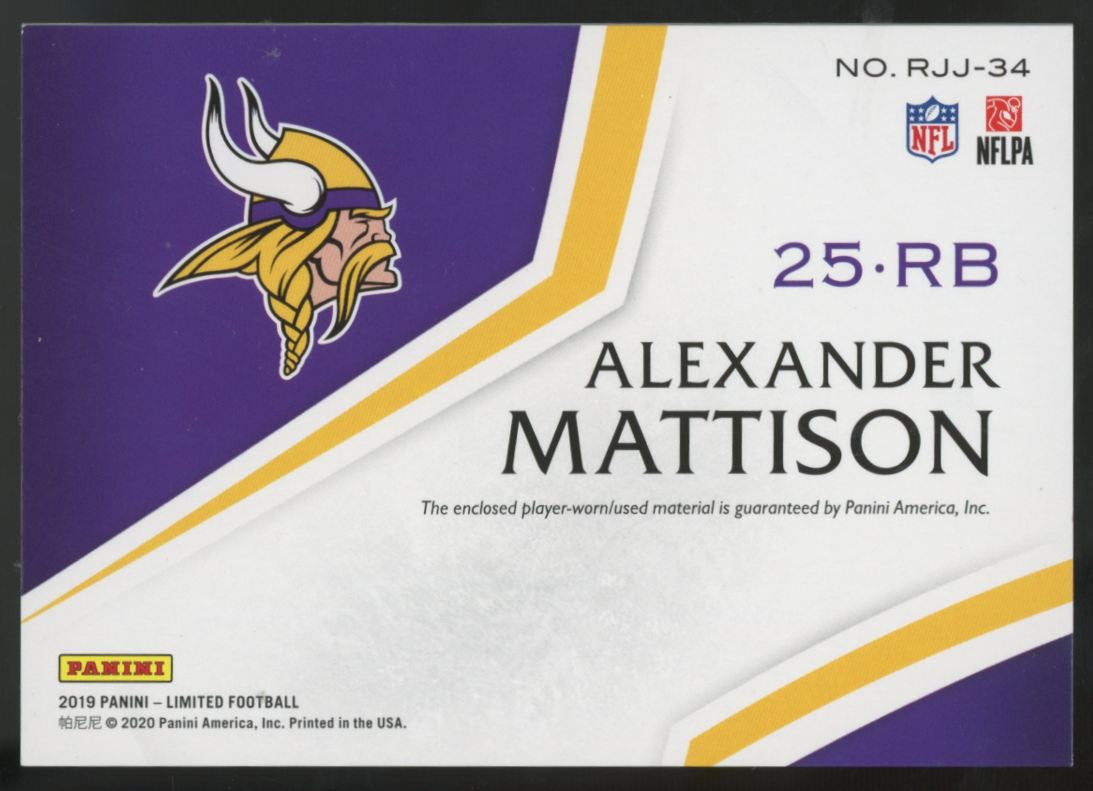 2019 Panini Limited Alexander Mattison RC Ruby Spotlight Jumbo Patch /25 #RJJ-34