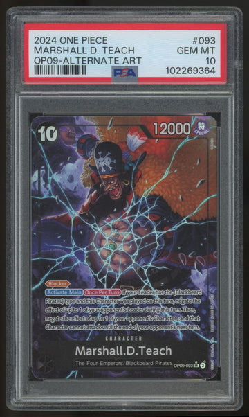 2024 One Piece Marshall D. Teach OP09 Alt Art #093 PSA 10