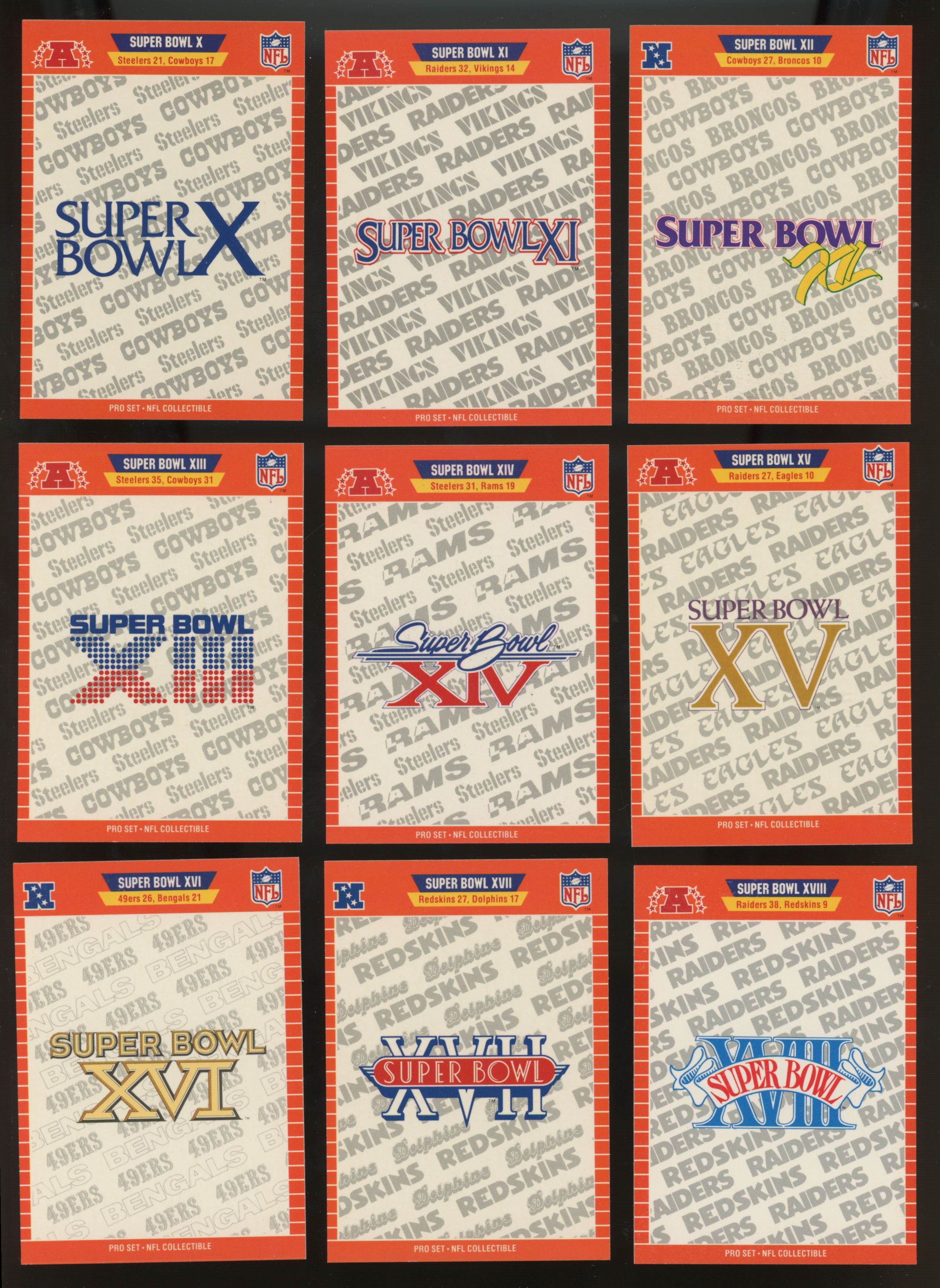 1989 Pro Set Super Bowl Logos Complete Set (I-XXIII)
