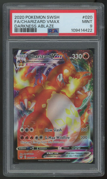2020 Pokemon Charizard VMAX Darkness Ablaze Full Art #020 PSA 9