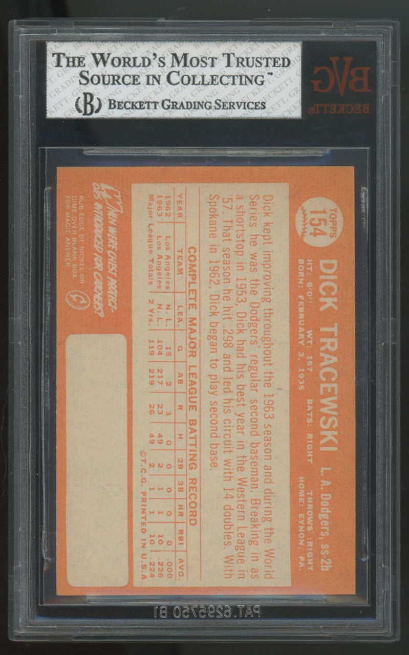 1964 Topps Dick Tracewski RC #154 BVG 6