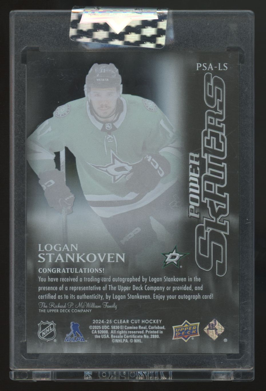 2024-25 Upper Deck Clear Cut Logan Stankoven RC Power Skaters Auto #PSA-LS