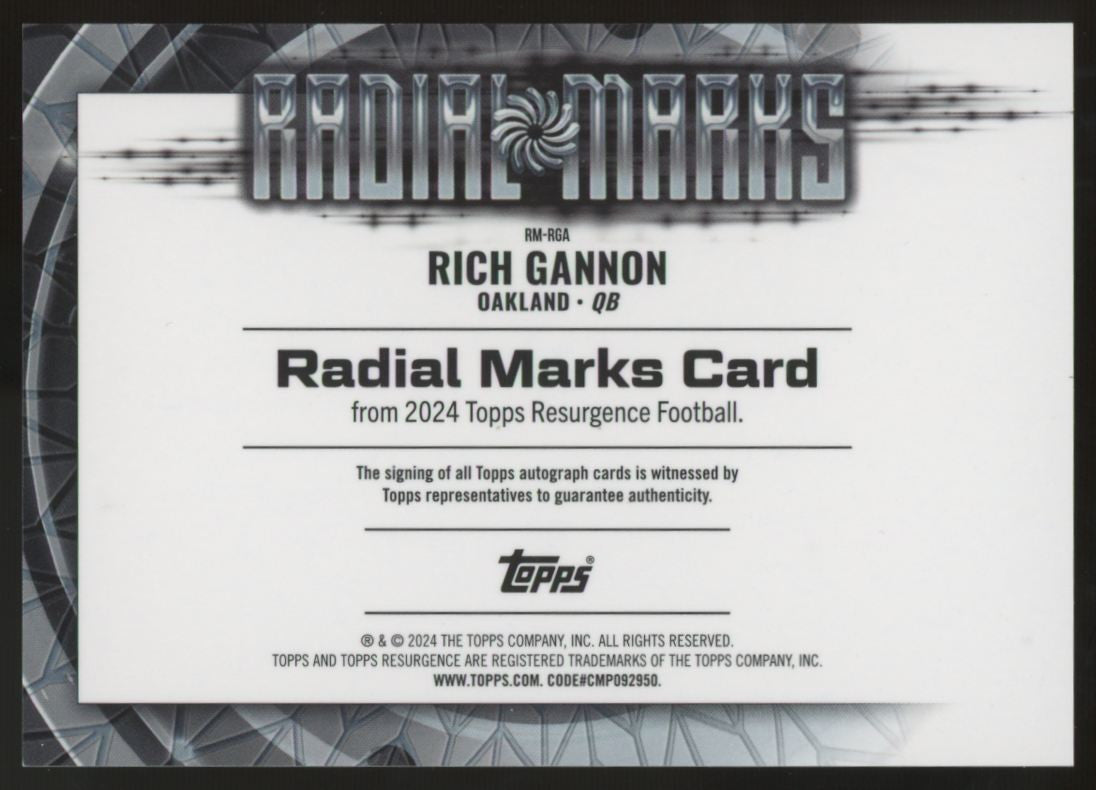 2024 Topps Resurgence Rich Gannon Radial Marks Lime Green Power Surge Auto /15