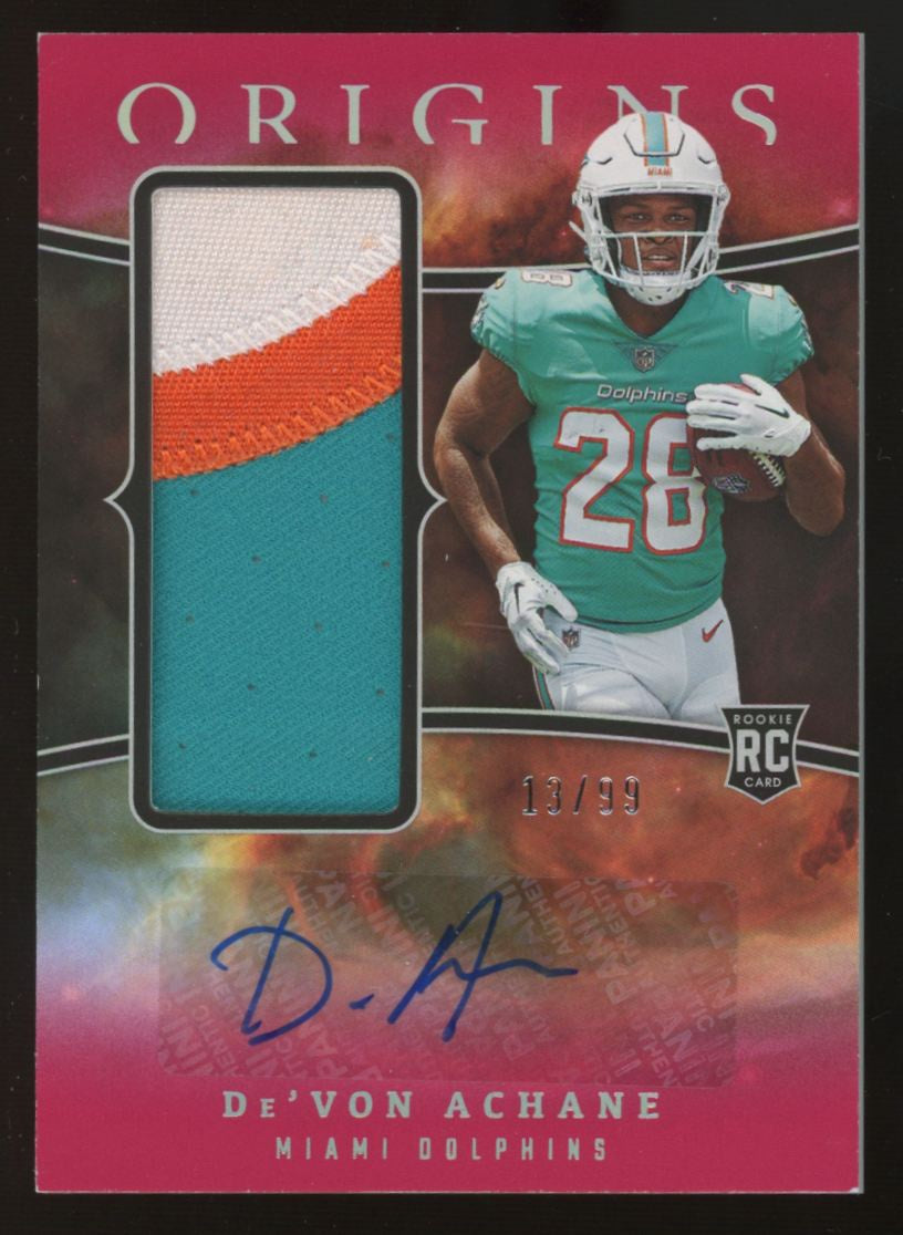 2023 Origins De'Von Achane RC Red Jumbo Patch Auto RPA /99 #RJJA-DA *Read*