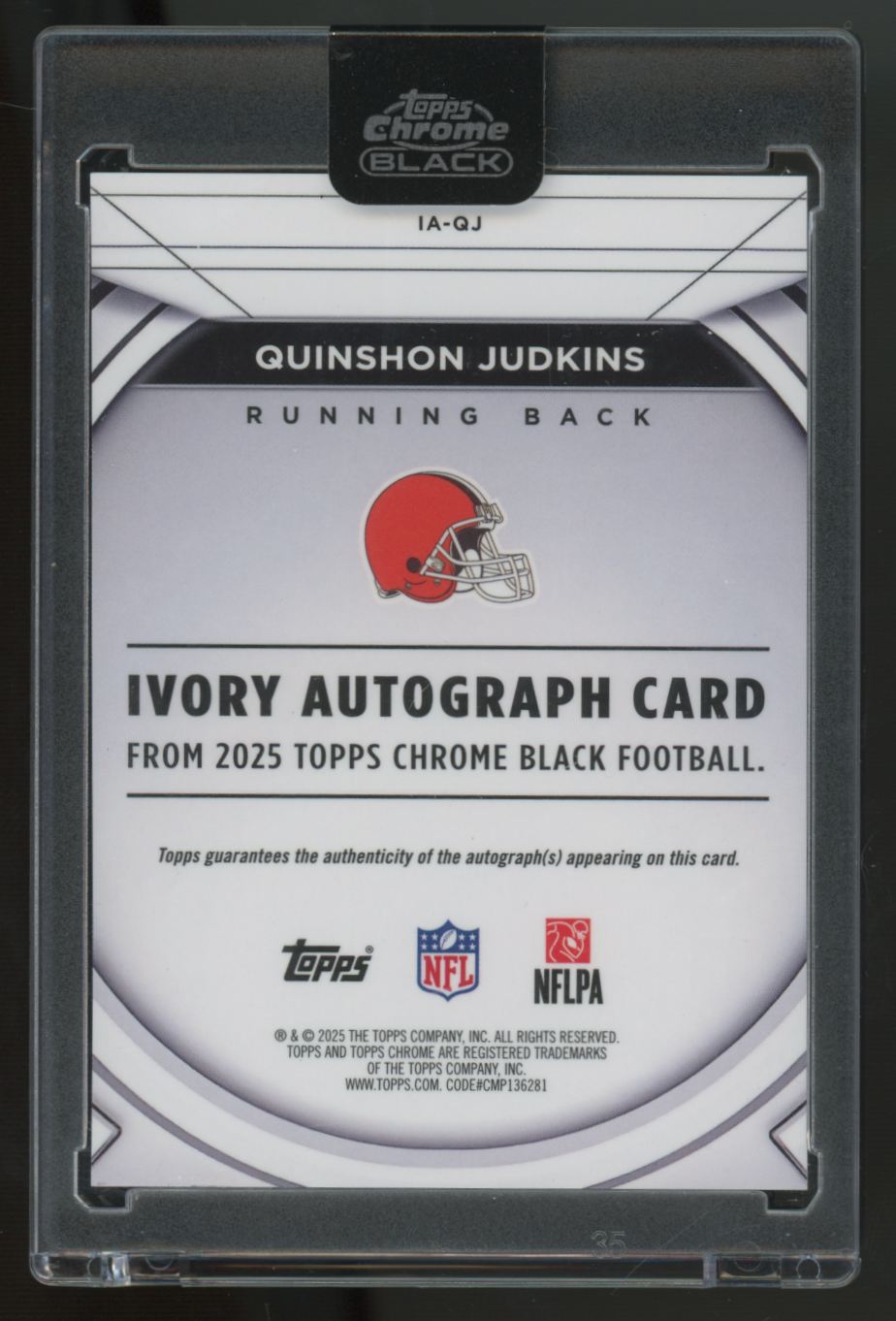2025 Topps Chrome Black Quinshon Judkins RC Ivory Auto /50 #IA-QJ