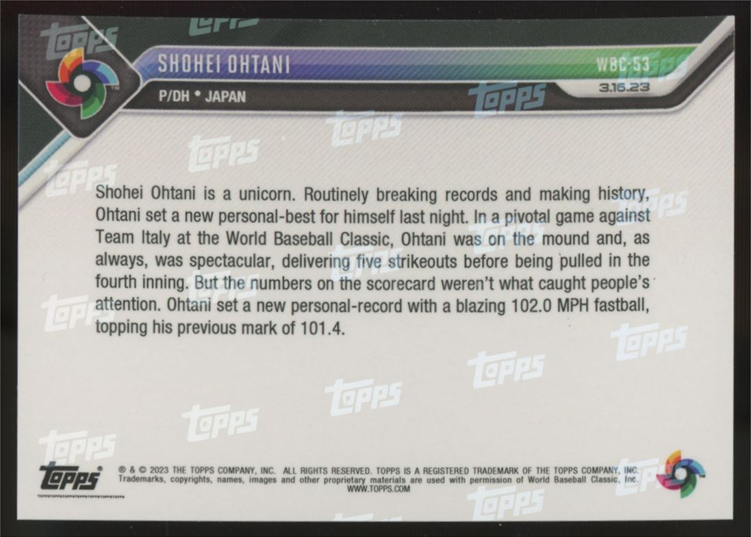 2023 Topps Now Shohei Ohtani World Baseball Classic #WBC-53 "E"