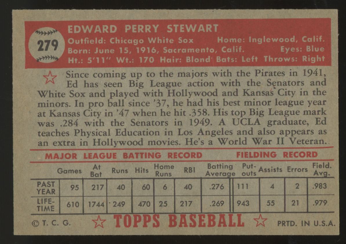 1952 Topps Ed Stewart #279 EX