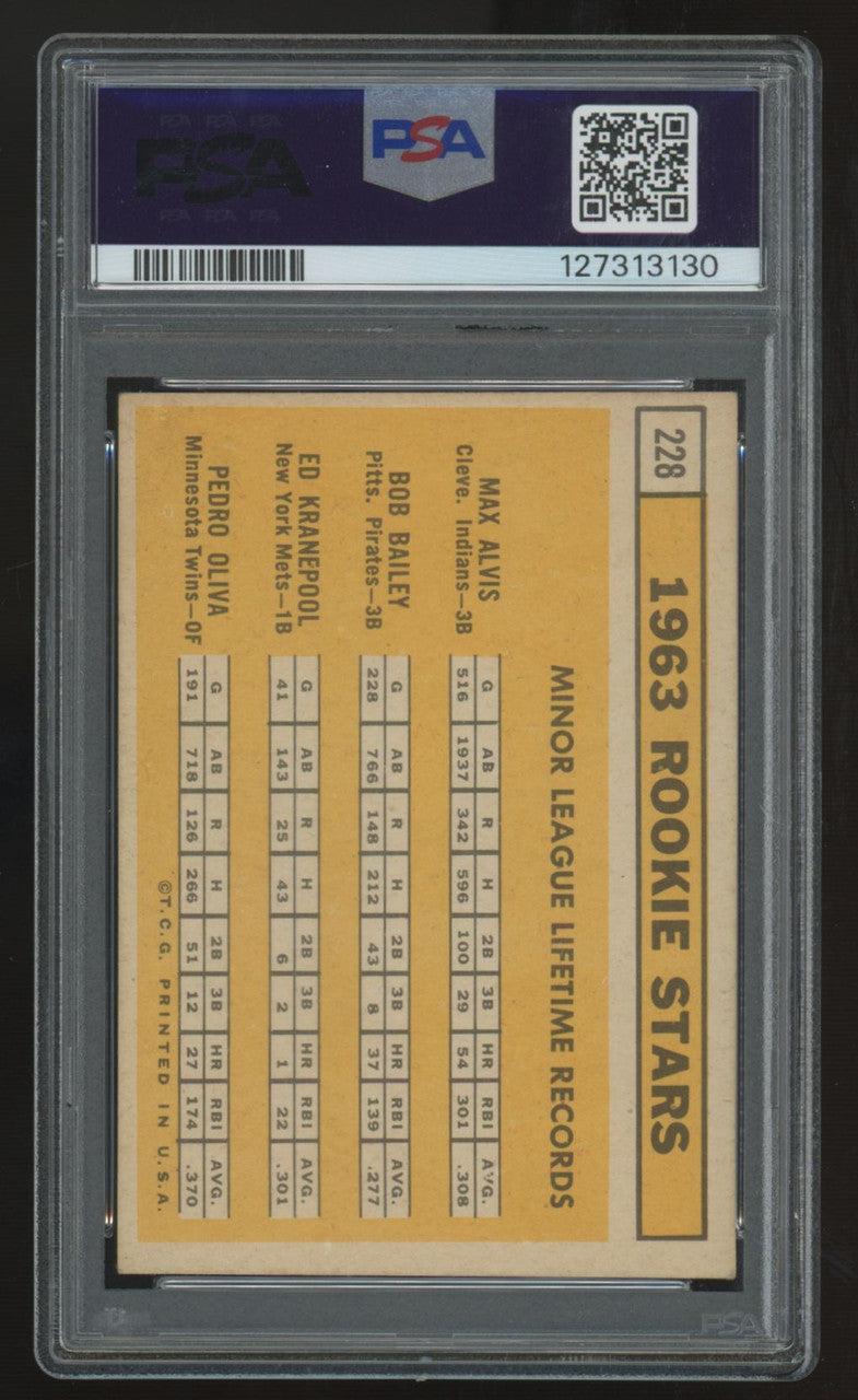 1963 Topps Oliva/Kranepool/Bailey/Alvis RC Rookie Stars #228 PSA 3