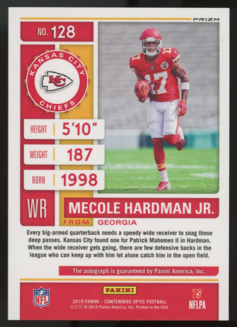 2019 Contenders Optic Mecole Hardman Jr. Holo Silver RC Auto #128