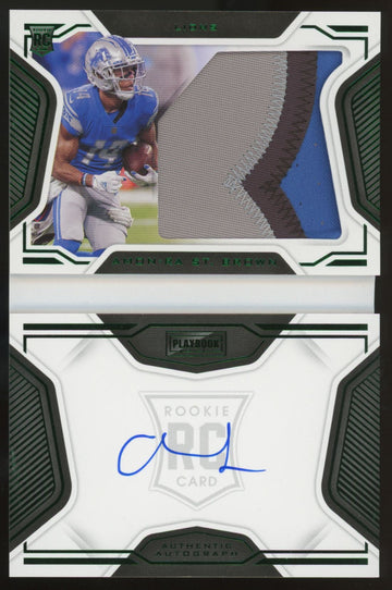 2021 Playbook Amon-Ra St. Brown RC Green Patch Auto Booklet RPA /25 #234 "B"