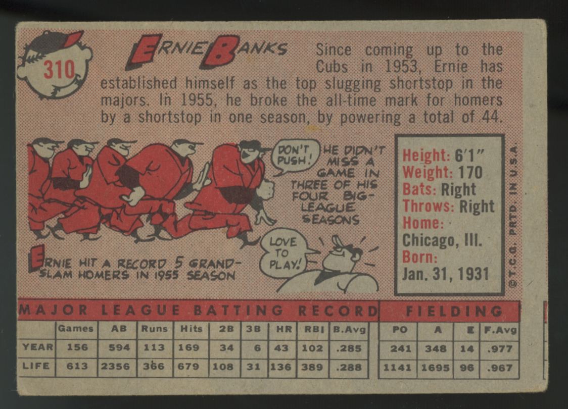 1958 Topps Ernie Banks #310 Good
