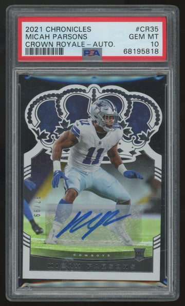 2021 Chronicles Crown Royale Micah Parsons RC Auto /99 #CR-35 PSA 10