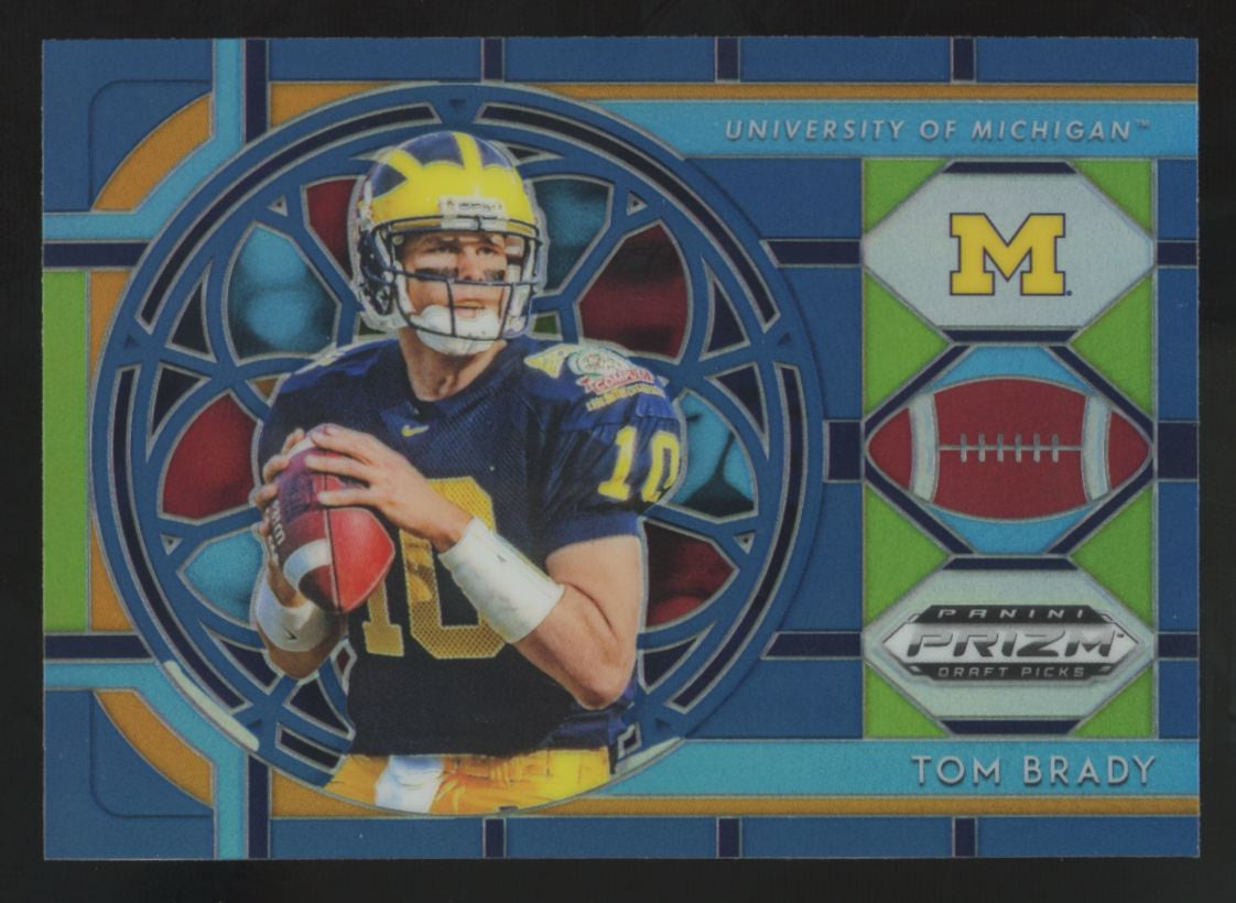 2019 Panini Prizm Draft Tom Brady Blue Stained Glass #100
