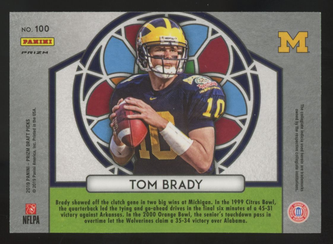 2019 Panini Prizm Draft Tom Brady Blue Stained Glass #100