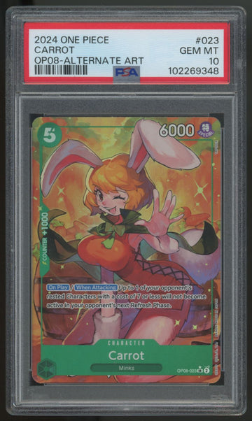 2024 One Piece Carrot OP08 Alt Art #023 PSA 10