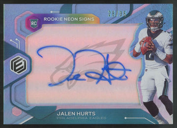 2020 Panini Elements Jalen Hurts RC Blue Neon Signs Auto /35 #RNS-JU