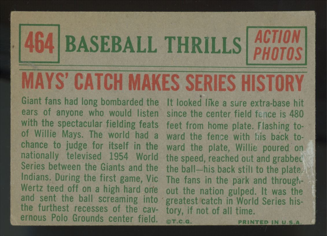 1959 Topps Baseball Thrills Set (10 cards) Mantle/Mays EX
