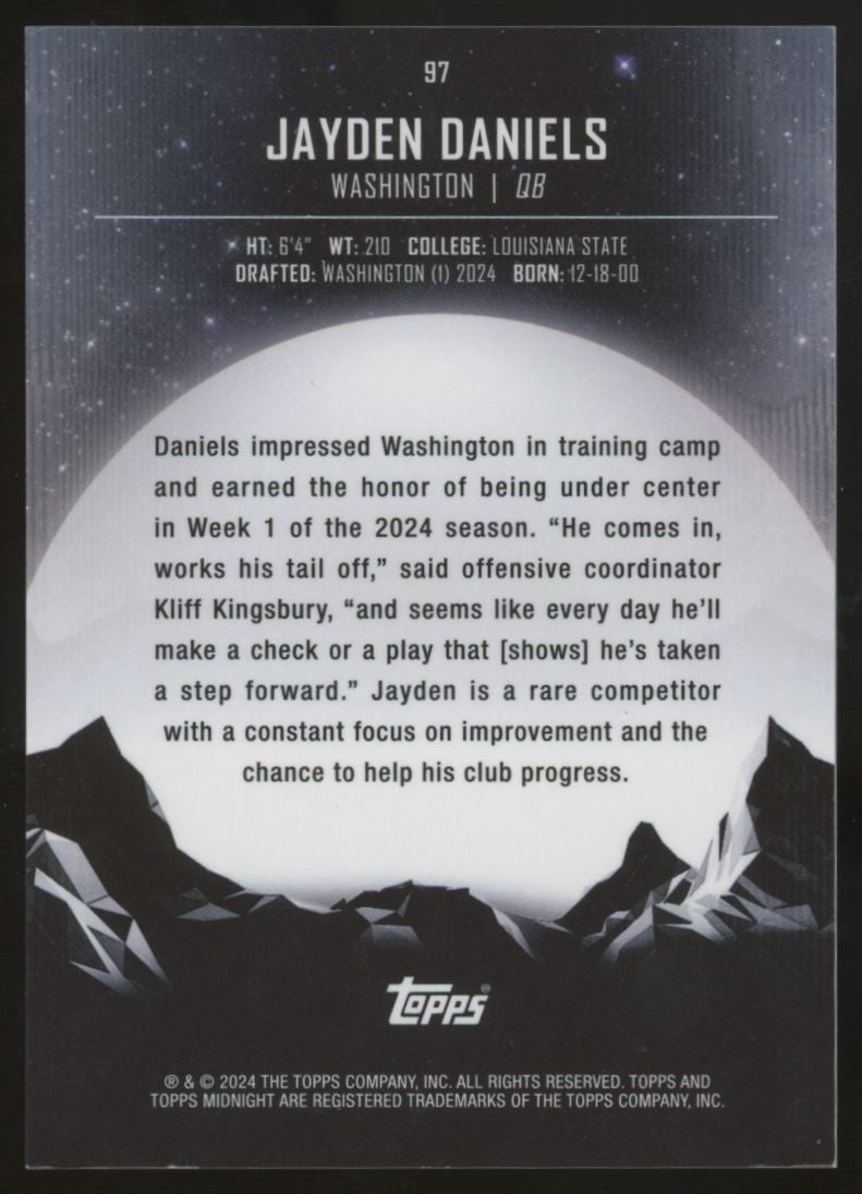 2024 Topps Midnight Jayden Daniels RC Morning /149 #97 "A"