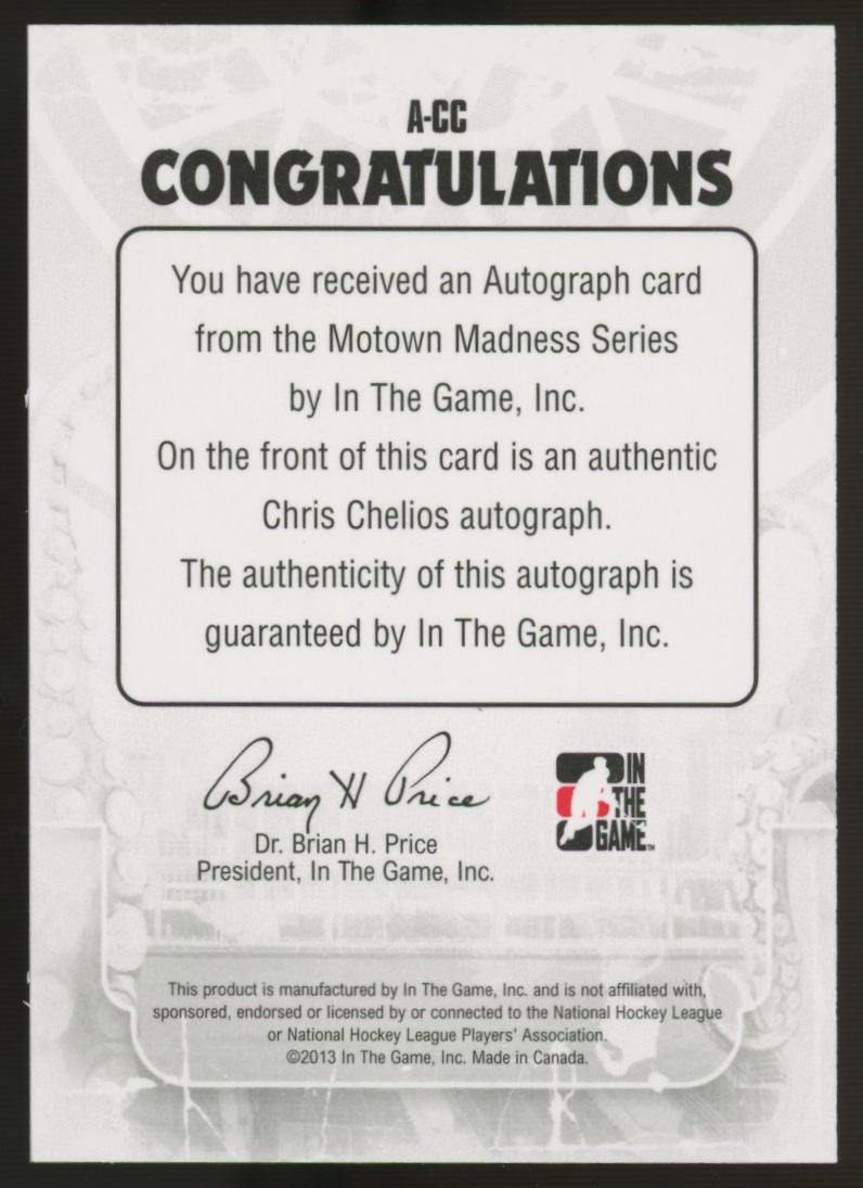 2013/14 In The Game Chris Chelios Motown Madness Autographs Auto #A-CC