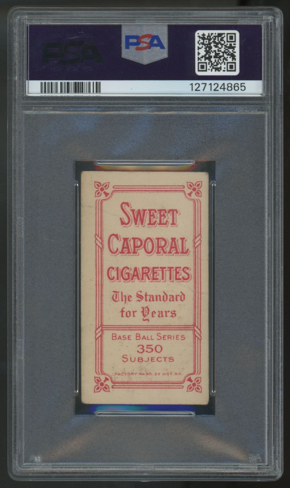 1909-11 T206 Patsy Dougherty Sweet Caporal Back Arm In Air 350/30 PSA 1