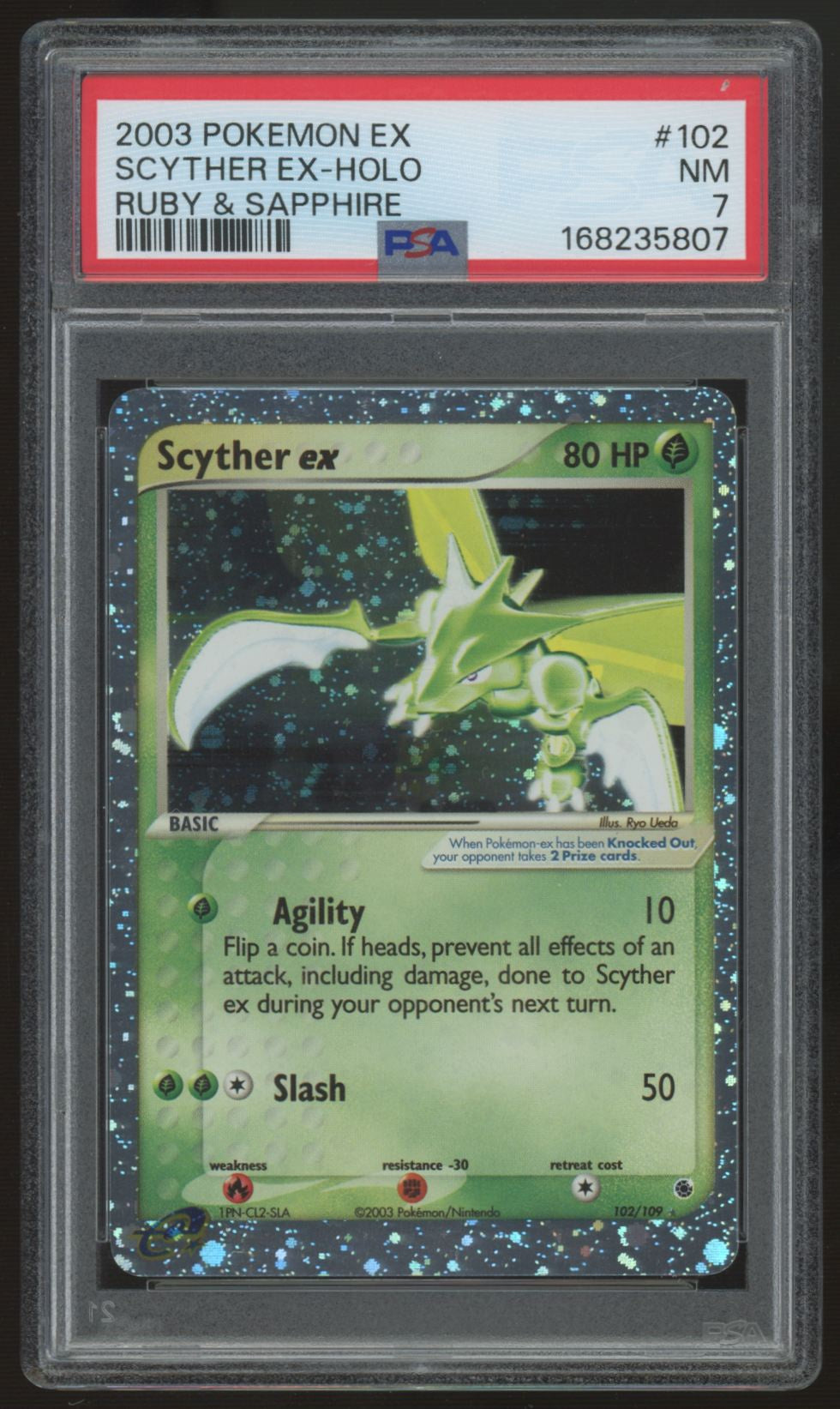 2003 Pokemon Scyther Ruby & Sapphire Holo #102 PSA 7