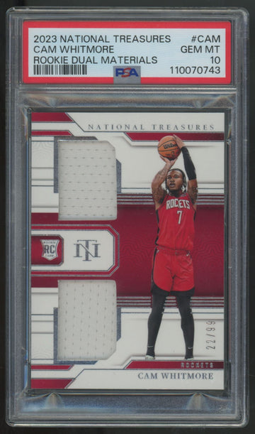 2023-24 National Treasures Cam Whitmore RC Dual Patch /99 #RD-CAM PSA 10