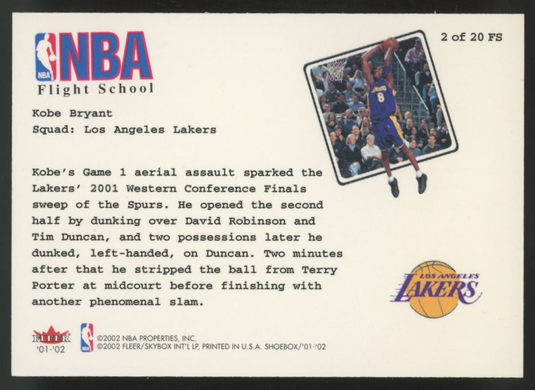 2001-02 Fleer Shoebox Kobe Bryant Flight School #2