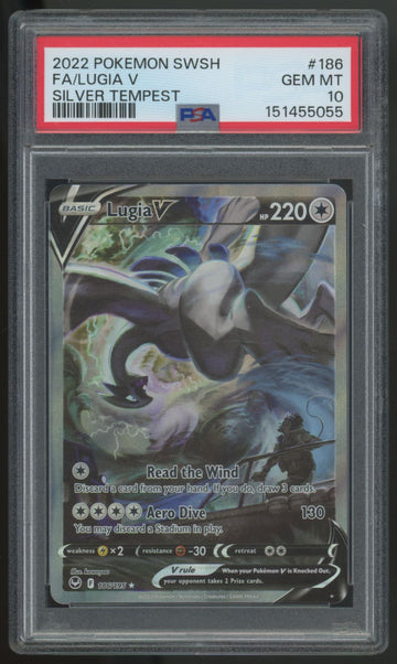 2022 Pokemon Lugia V Silver Tempest Full Art #186 PSA 10 (C)