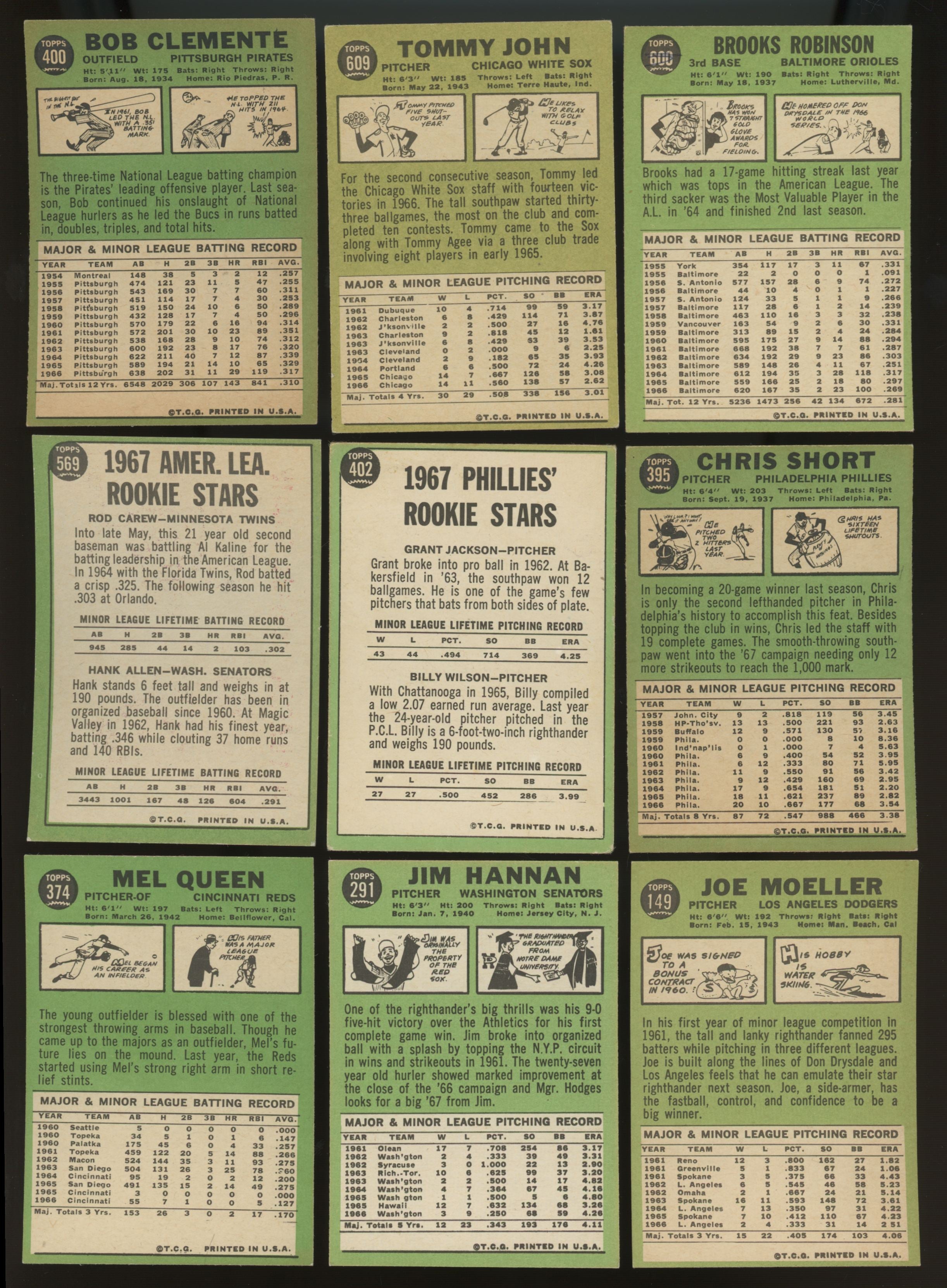1967 Topps Baseball Complete Set VG-EX/EX w/ Wrapper, High #s & Variations