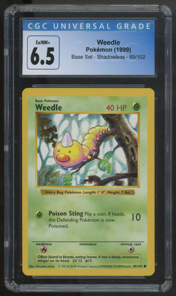 1999 Pokemon Weedle Base Set Shadowless #69 CGC 6.5