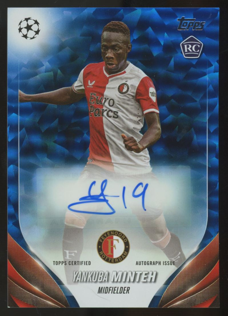 2023-24 Topps UEFA Competitions Yankuba Minteh RC Blue Icy Foilboard Auto /99
