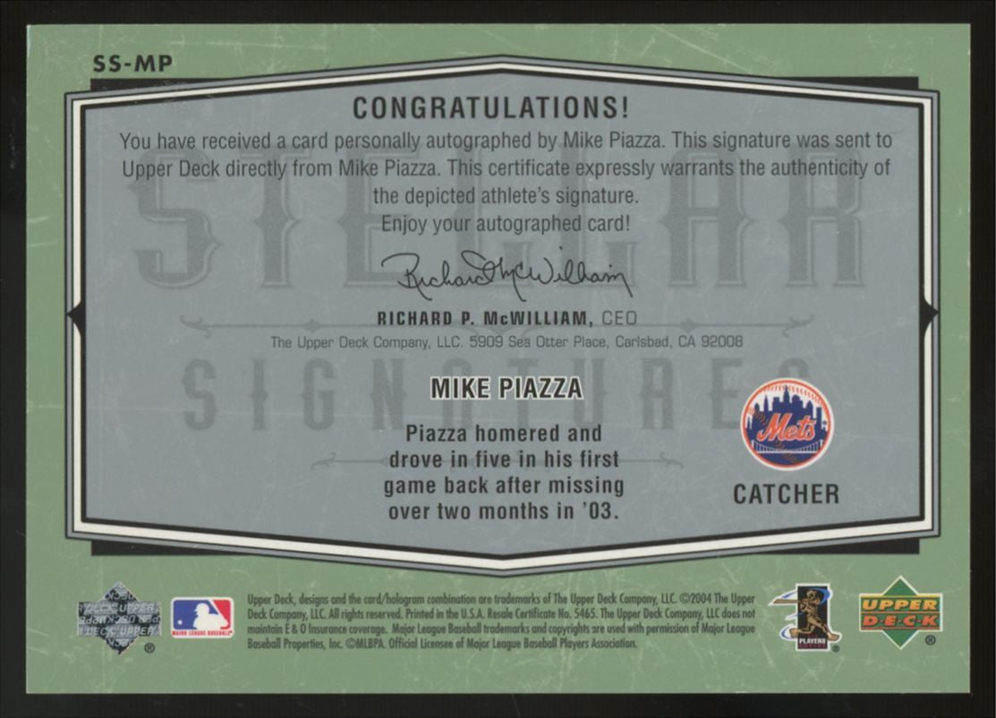 2004 Upper Deck Vintage Mike Piazza Stellar Signatures Auto /150 #SS-MP