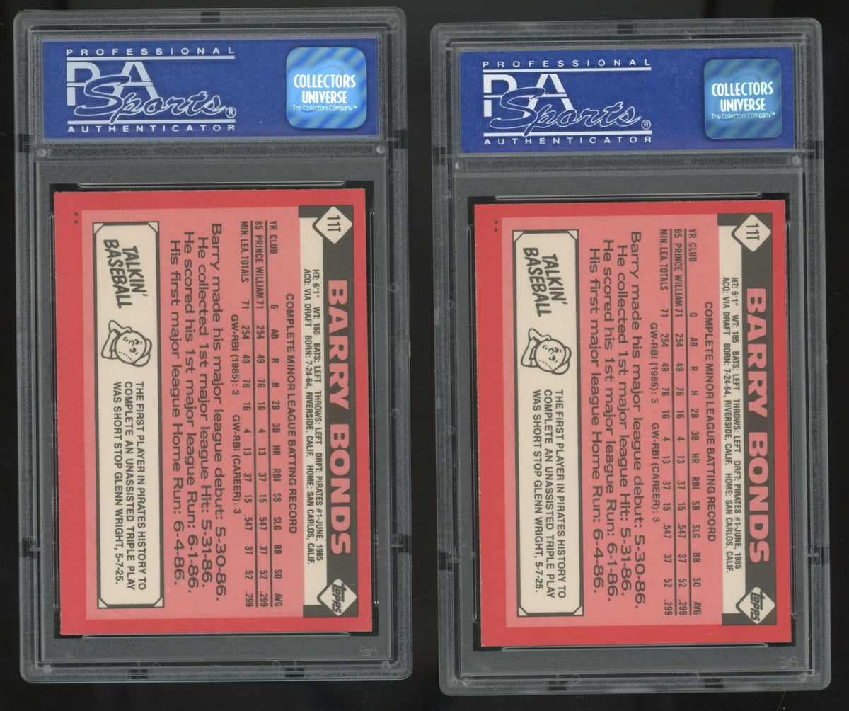 1986 Topps Traded Barry Bonds RC #11T PSA 8 (Lot Of 10) "B"