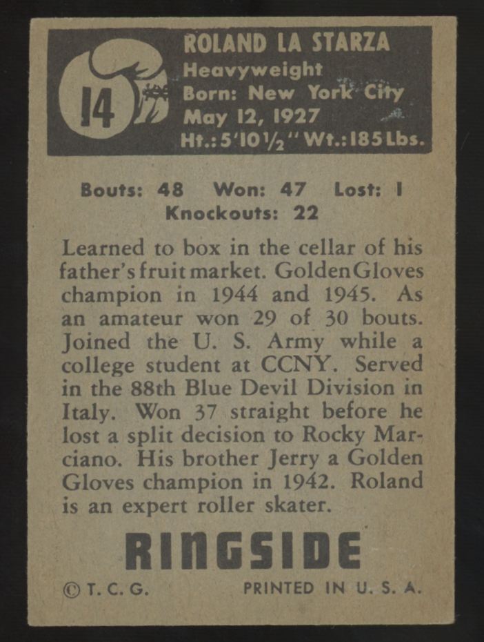 1951 Topps Ringside Roland La Starza #14 VG-EX