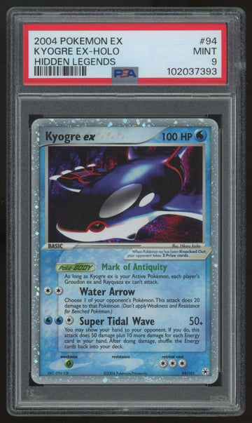 2004 Pokemon Kyogre ex Hidden Legends Holo #94 PSA 9