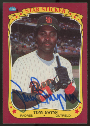 1986 Fleer Star Sticker Tony Gwynn #50 Signed Auto JSA