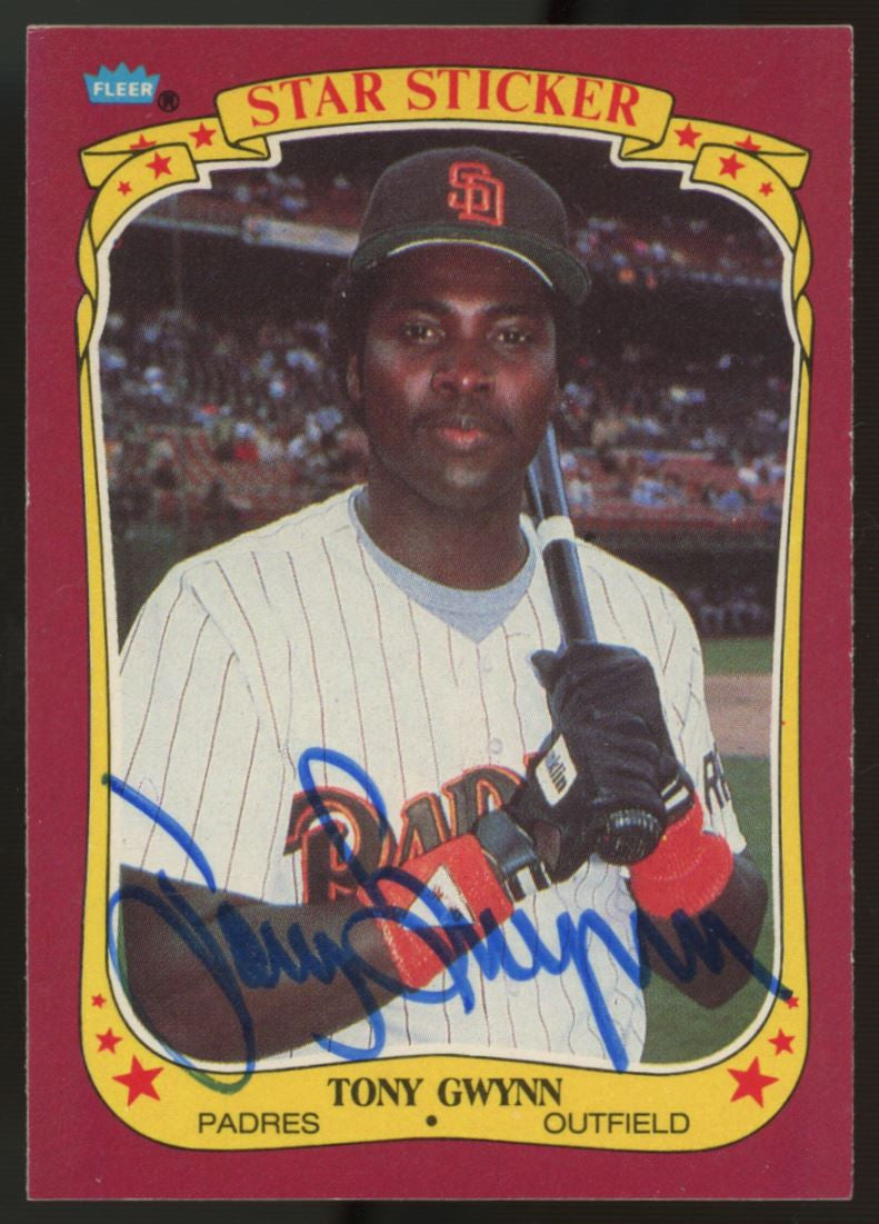 1986 Fleer Star Sticker Tony Gwynn #50 Signed Auto JSA