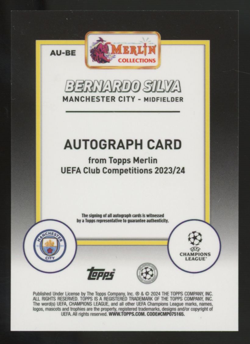 2023-24 Topps Merlin UEFA Club Competitions Bernardo Silva Auto #AU-BE